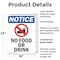 Signmission No Food Or Drink, 18 in W x Rectangle, Plastic OS-2PACK-NS-P-1824-V-14609 - alternate 2